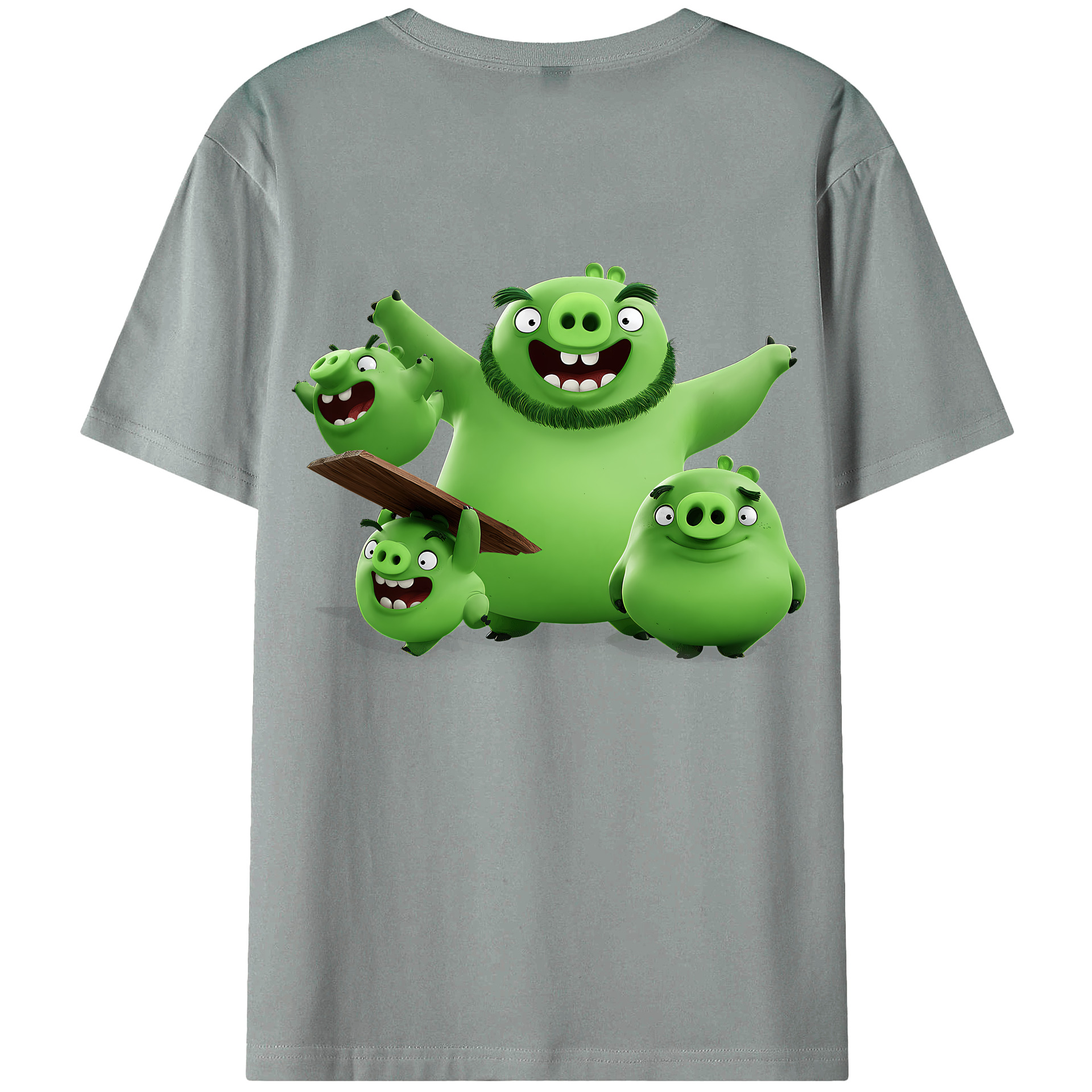 （画像用） Angry Birds アングリーバード 綿100％ メンズ半袖Tシャツ（バックプリント） 通気性